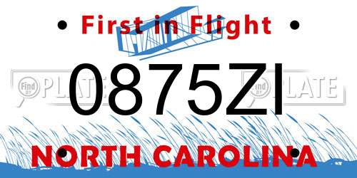 0875ZI North Carolina License Plate