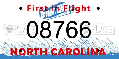 08766 North Carolina License Plate