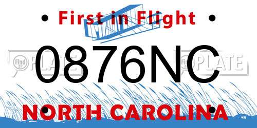 0876NC North Carolina License Plate