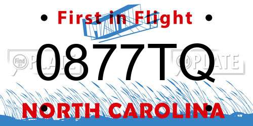0877TQ North Carolina License Plate