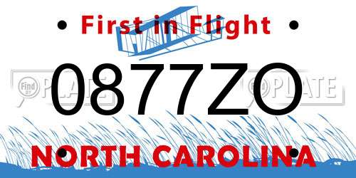 0877ZO North Carolina License Plate