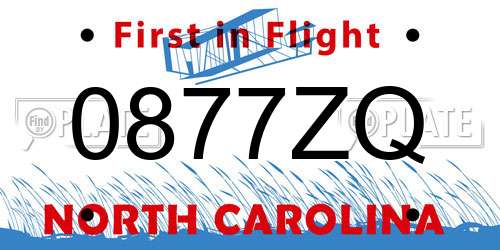 0877ZQ North Carolina License Plate