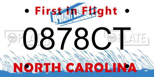 0878CT North Carolina License Plate