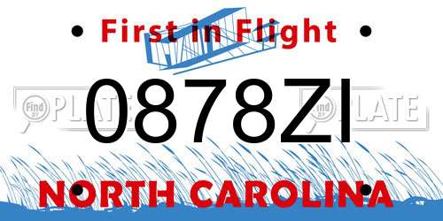 0878ZI North Carolina License Plate