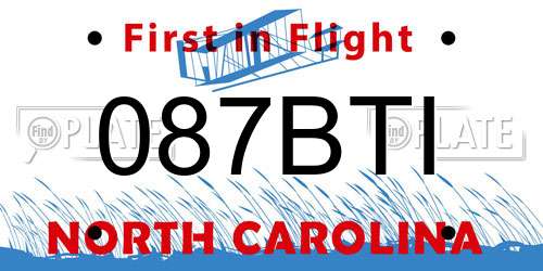 087BTI North Carolina License Plate