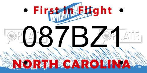 087BZ1 North Carolina License Plate