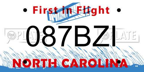 087BZI North Carolina License Plate