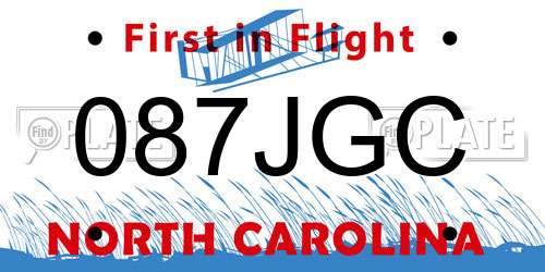 087JGC North Carolina License Plate