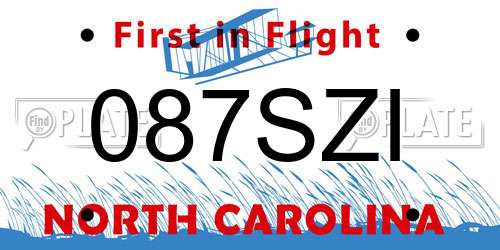 087SZI North Carolina License Plate