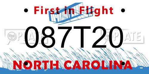 087T20 North Carolina License Plate