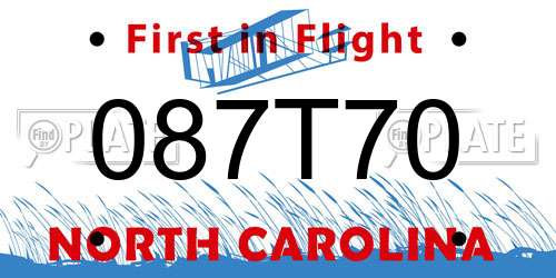087T70 North Carolina License Plate