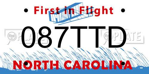 087TTD North Carolina License Plate