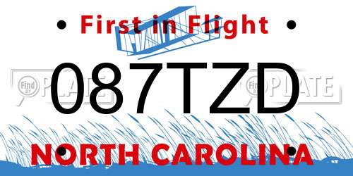 087TZD North Carolina License Plate