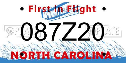 087Z20 North Carolina License Plate