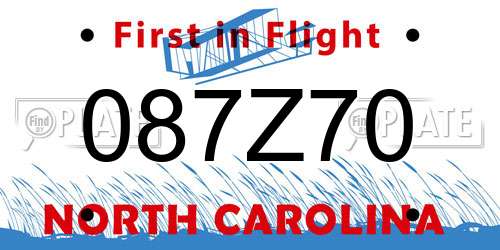 087Z70 North Carolina License Plate