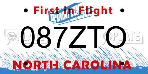087ZTO North Carolina License Plate