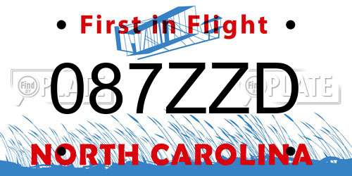 087ZZD North Carolina License Plate