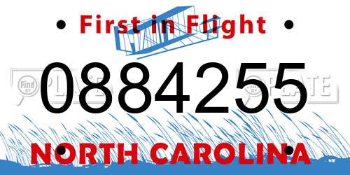 0884255 North Carolina License Plate