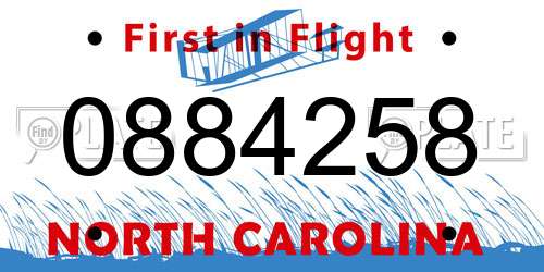 0884258 North Carolina License Plate