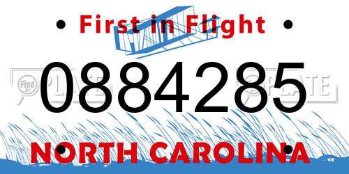 0884285 North Carolina License Plate