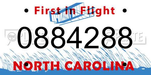 0884288 North Carolina License Plate