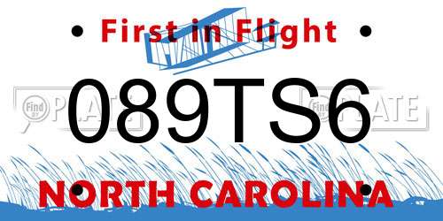 089TS6 North Carolina License Plate