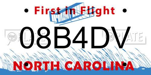 08B4DV North Carolina License Plate