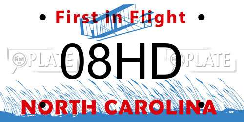 08HD North Carolina License Plate