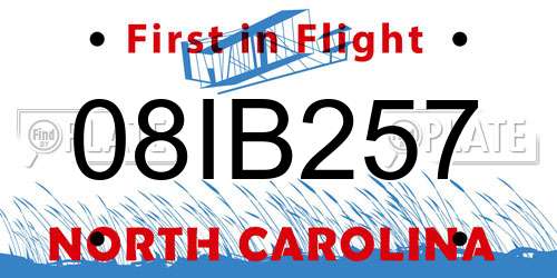 08IB257 North Carolina License Plate