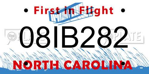08IB282 North Carolina License Plate