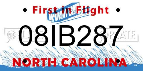 08IB287 North Carolina License Plate