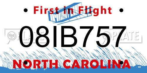 08IB757 North Carolina License Plate