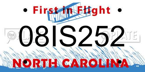 08IS252 North Carolina License Plate