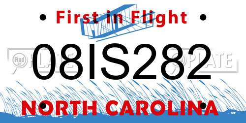 08IS282 North Carolina License Plate