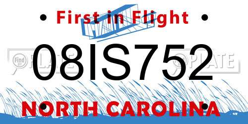 08IS752 North Carolina License Plate