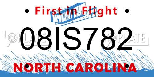 08IS782 North Carolina License Plate