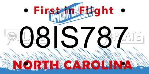 08IS787 North Carolina License Plate