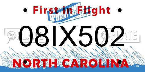 08IX502 North Carolina License Plate