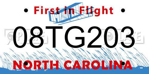 08TG203 North Carolina License Plate
