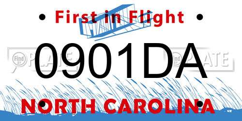 0901DA North Carolina License Plate