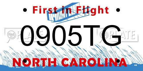 0905TG North Carolina License Plate