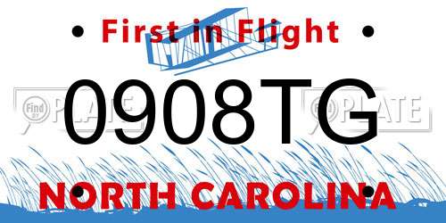 0908TG North Carolina License Plate