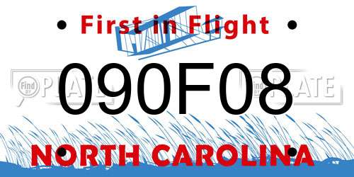 090F08 North Carolina License Plate