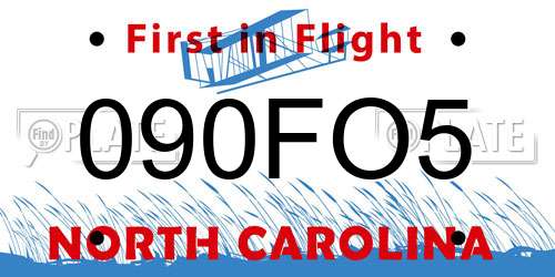 090FO5 North Carolina License Plate