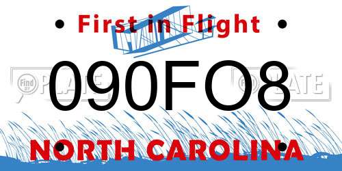 090FO8 North Carolina License Plate