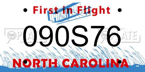 090S76 North Carolina License Plate