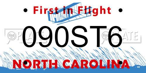 090ST6 North Carolina License Plate
