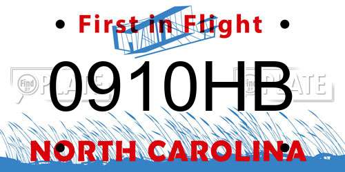 0910HB North Carolina License Plate
