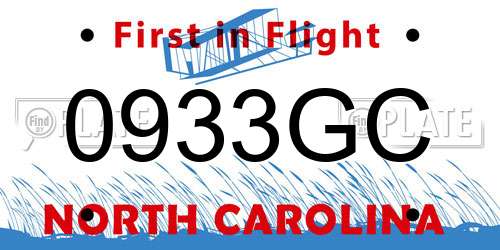 0933GC North Carolina License Plate