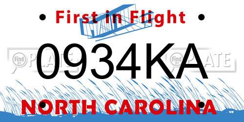0934KA North Carolina License Plate